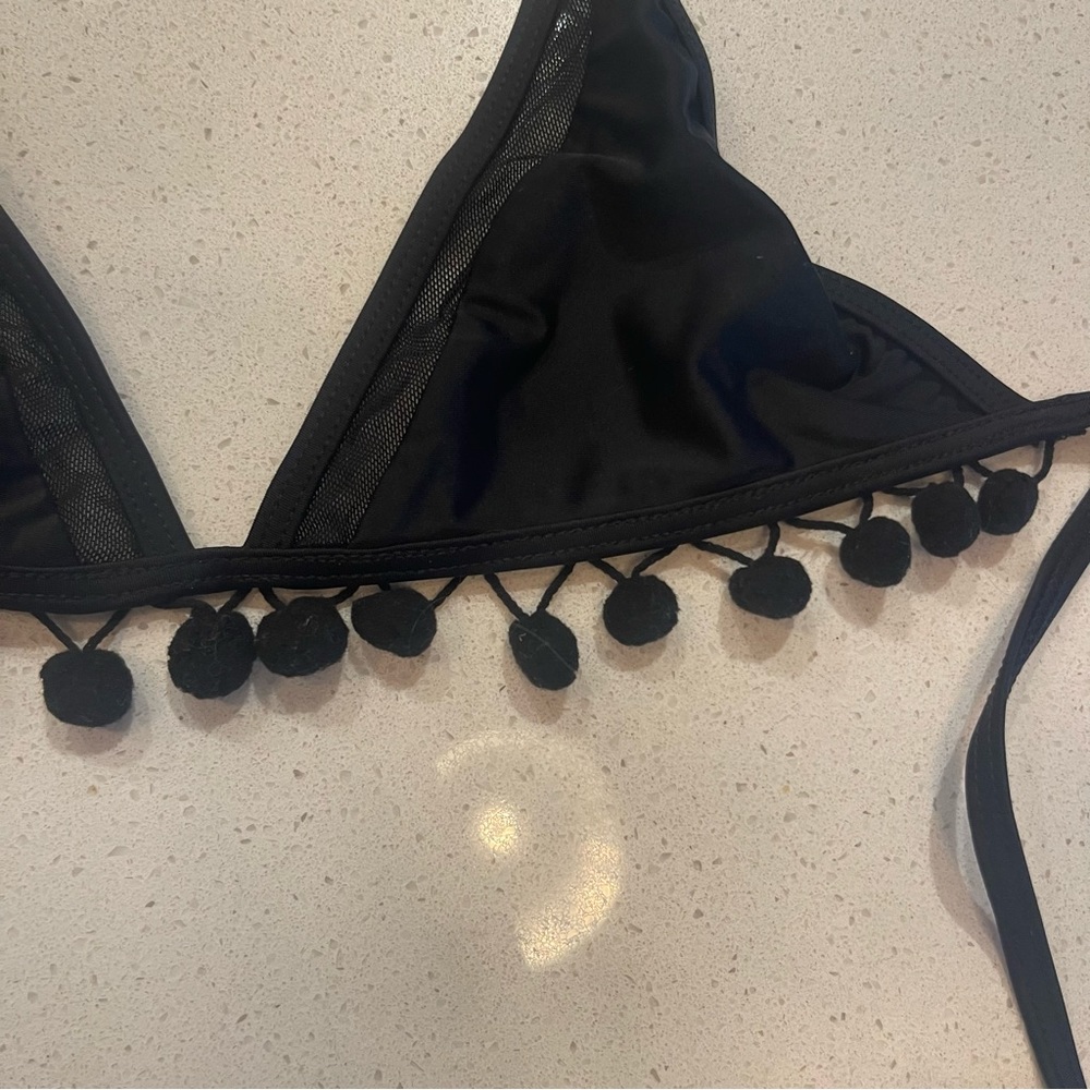 Tularosa Black Pom Poms Bikini Top - Picture 5 of 6